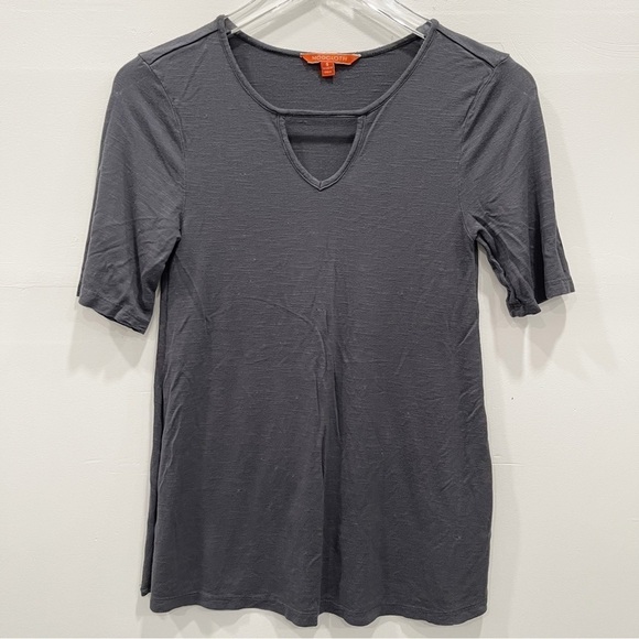 Modcloth Keyhole Grey Short Sleeve Stretch Top Size Small - Picture 1 of 7